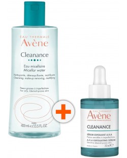 Avène Cleanance Комплект - Мицеларна вода и Серум A.H.A, 400 + 30 ml